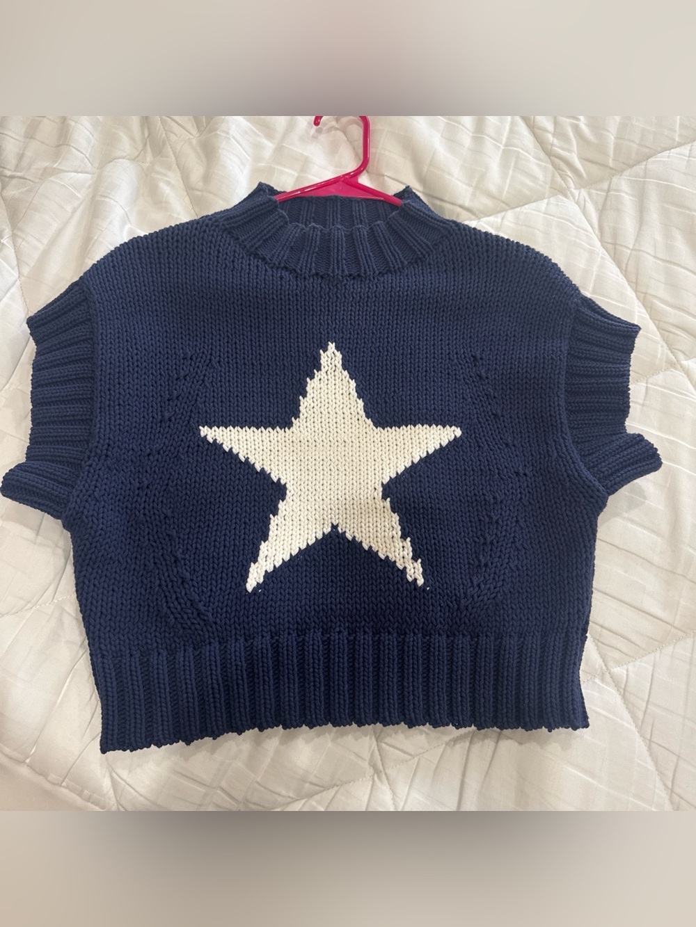 Maeve Navy Knit Star Sweater Vest